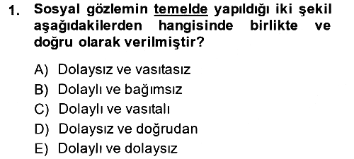 Din Sosyolojisi 2014-2015 Dönem Sonu Sınavı - 1. soru