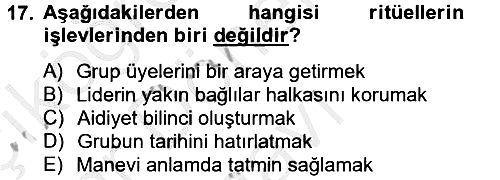 Din Sosyolojisi 2014-2015 Dönem Sonu Sınavı - 17. soru