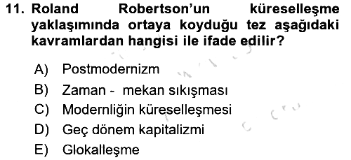 Din Sosyolojisi 2015-2016 Dönem Sonu Sınavı - 11. soru
