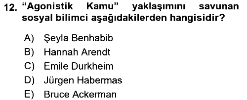 Din Sosyolojisi 2015-2016 Dönem Sonu Sınavı - 12. soru