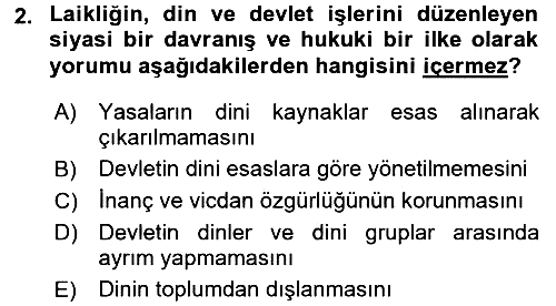 Din Sosyolojisi 2017-2018 Dönem Sonu Sınavı - 2. soru