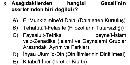 Din Sosyolojisi 2017-2018 Dönem Sonu Sınavı - 3. soru