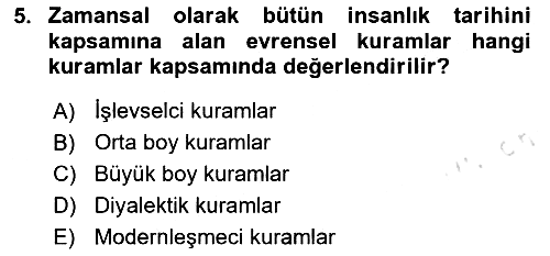 Din Sosyolojisi 2024-2025 Dönem Sonu Sınavı - 5. soru