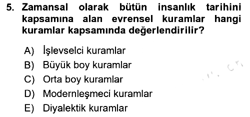 Din Sosyolojisi 2025-2026 Dönem Sonu Sınavı - 5. soru
