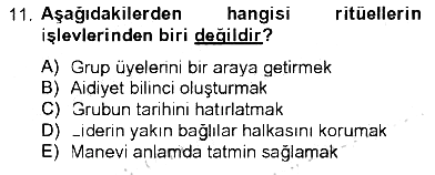 Din Sosyolojisi 2012-2013 Tek Ders Sınavı - 11. soru