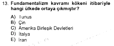 Din Sosyolojisi 2012-2013 Tek Ders Sınavı - 13. soru