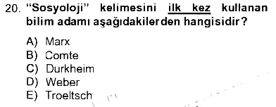 Din Sosyolojisi 2012-2013 Tek Ders Sınavı - 20. soru