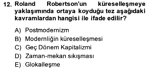 Din Sosyolojisi 2013-2014 Tek Ders Sınavı - 12. soru