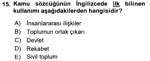 Din Sosyolojisi 2015-2016 Tek Ders Sınavı - 15. soru