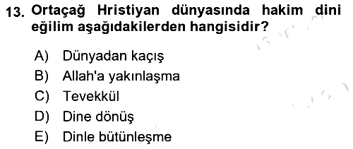Din Sosyolojisi 2020-2021 Yaz Okulu Sınavı - 13. soru
