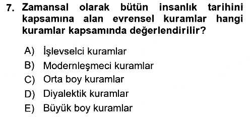 Din Sosyolojisi 2021-2022 Yaz Okulu Sınavı - 7. soru