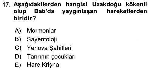 Din Sosyolojisi 2021-2022 Yaz Okulu Sınavı - 17. soru