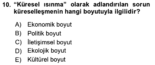Din Sosyolojisi 2023-2024 Yaz Okulu Sınavı - 10. soru