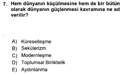Din Sosyolojisi 2024-2025 Yaz Okulu Sınavı - 7. soru