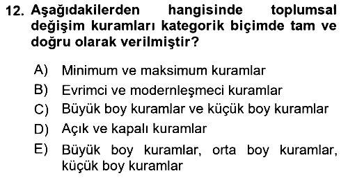 Din Sosyolojisi 2024-2025 Yaz Okulu Sınavı - 12. soru