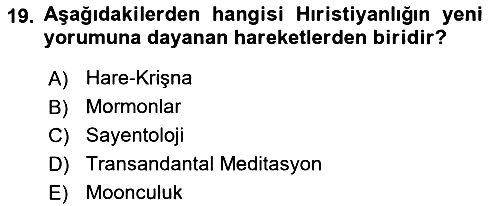 Din Sosyolojisi 2025-2026 Yaz Okulu Sınavı - 19. soru