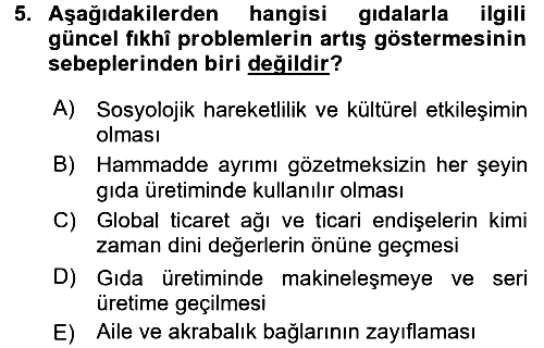 Günümüz Fıkıh Problemleri 2017-2018 3 Ders Sınavı - 5. soru
