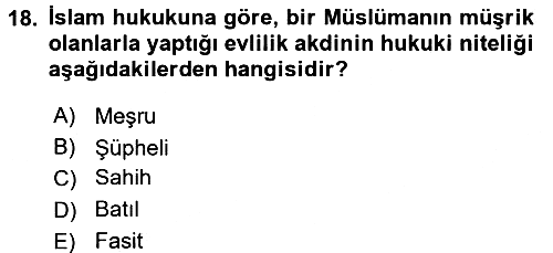 Günümüz Fıkıh Problemleri 2017-2018 3 Ders Sınavı - 18. soru