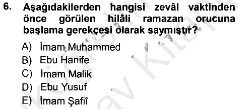 Günümüz Fıkıh Problemleri 2012-2013 Ara Sınav - 6. soru