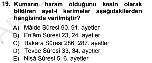 Günümüz Fıkıh Problemleri 2012-2013 Ara Sınav - 19. soru