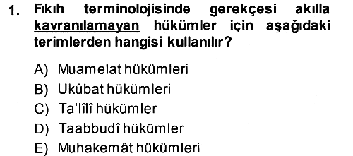 Günümüz Fıkıh Problemleri 2013-2014 Ara Sınav - 1. soru