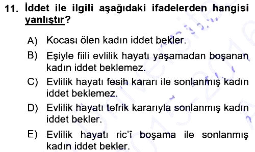 Günümüz Fıkıh Problemleri 2015-2016 Ara Sınav - 11. soru
