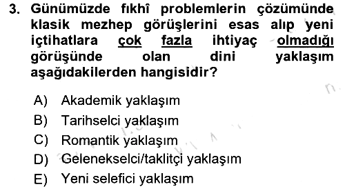 Günümüz Fıkıh Problemleri 2017-2018 Ara Sınav - 3. soru