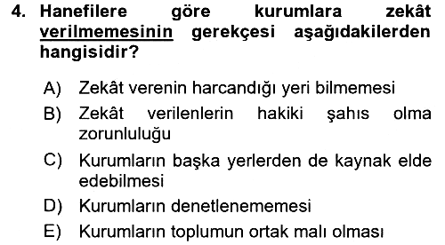Günümüz Fıkıh Problemleri 2017-2018 Ara Sınav - 4. soru