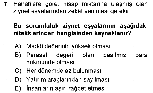 Günümüz Fıkıh Problemleri 2017-2018 Ara Sınav - 7. soru