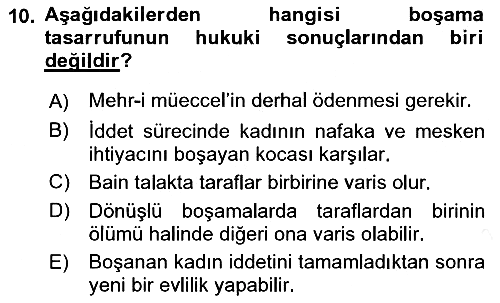Günümüz Fıkıh Problemleri 2018-2019 Ara Sınav - 10. soru