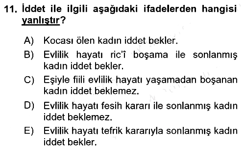 Günümüz Fıkıh Problemleri 2018-2019 Ara Sınav - 11. soru