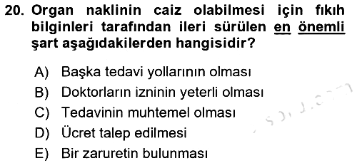 Günümüz Fıkıh Problemleri 2025-2026 Ara Sınav - 20. soru