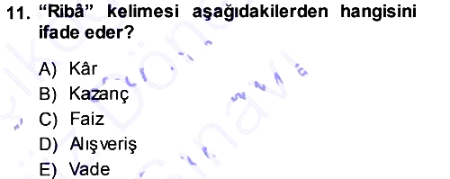 Günümüz Fıkıh Problemleri 2013-2014 Dönem Sonu Sınavı - 11. soru