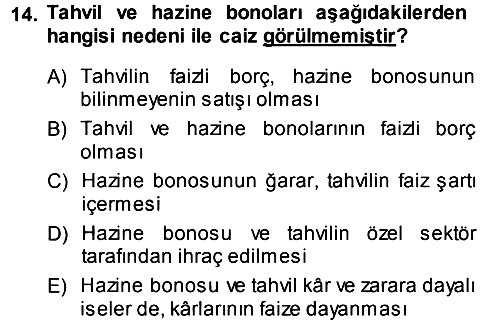 Günümüz Fıkıh Problemleri 2013-2014 Dönem Sonu Sınavı - 14. soru