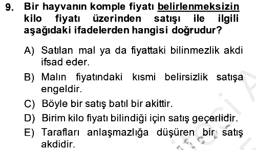 Günümüz Fıkıh Problemleri 2014-2015 Dönem Sonu Sınavı - 9. soru