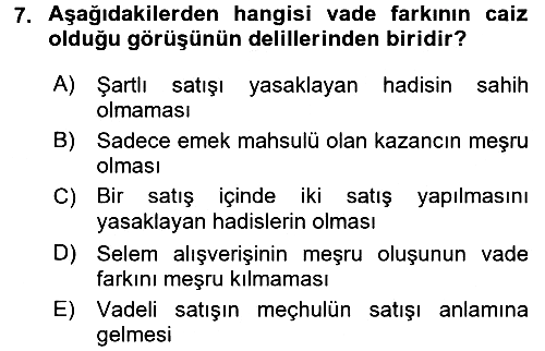 Günümüz Fıkıh Problemleri 2017-2018 Dönem Sonu Sınavı - 7. soru