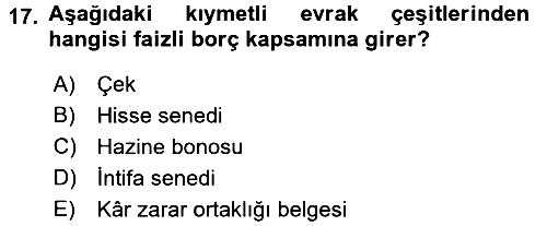 Günümüz Fıkıh Problemleri 2017-2018 Dönem Sonu Sınavı - 17. soru