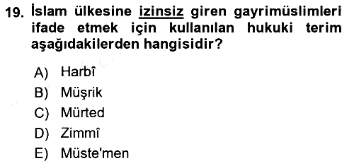 Günümüz Fıkıh Problemleri 2017-2018 Dönem Sonu Sınavı - 19. soru