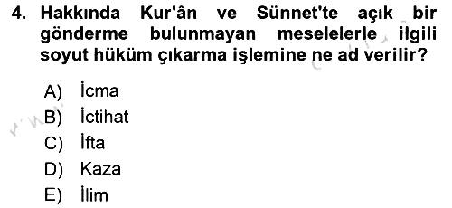 Günümüz Fıkıh Problemleri 2019-2020 Dönem Sonu Sınavı - 4. soru