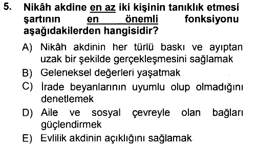 Günümüz Fıkıh Problemleri 2014-2015 Tek Ders Sınavı - 5. soru