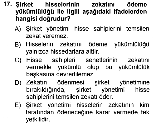 Günümüz Fıkıh Problemleri 2014-2015 Tek Ders Sınavı - 17. soru