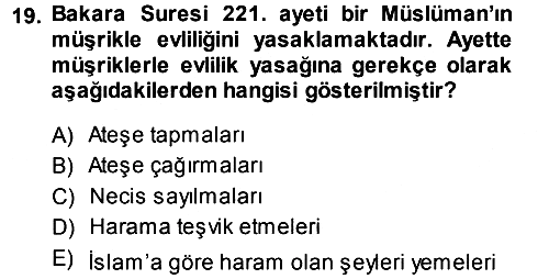 Günümüz Fıkıh Problemleri 2014-2015 Tek Ders Sınavı - 19. soru