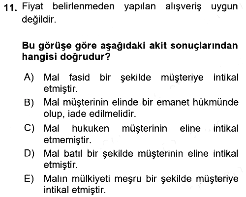 Günümüz Fıkıh Problemleri 2015-2016 Tek Ders Sınavı - 11. soru