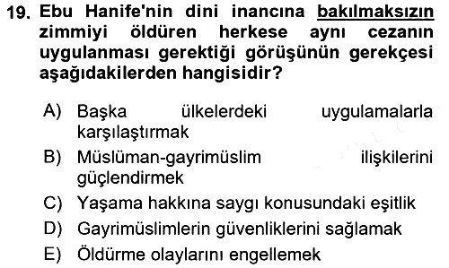 Günümüz Fıkıh Problemleri 2015-2016 Tek Ders Sınavı - 19. soru