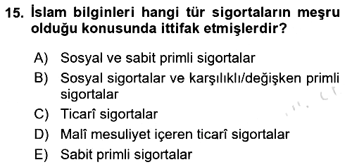 Günümüz Fıkıh Problemleri 2020-2021 Yaz Okulu Sınavı - 15. soru