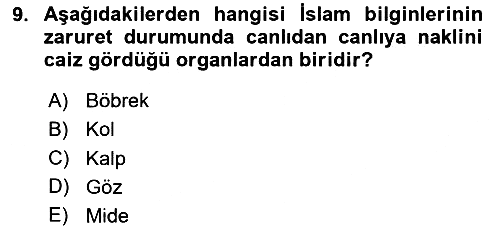 Günümüz Fıkıh Problemleri 2023-2024 Yaz Okulu Sınavı - 9. soru