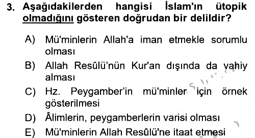 Hadis 2016-2017 3 Ders Sınavı - 3. soru