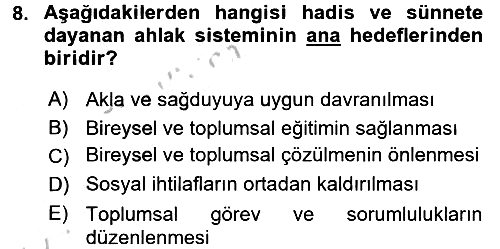 Hadis 2016-2017 3 Ders Sınavı - 8. soru