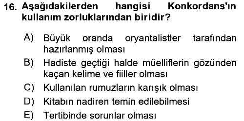Hadis 2016-2017 3 Ders Sınavı - 16. soru