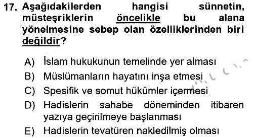 Hadis 2016-2017 3 Ders Sınavı - 17. soru